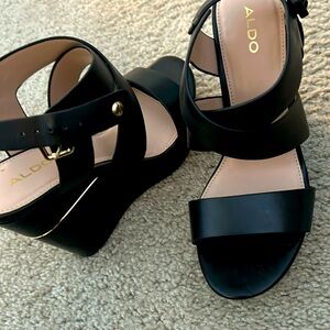 black wedge heels